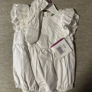 Little Me White Eyelet Lace Bodysuit